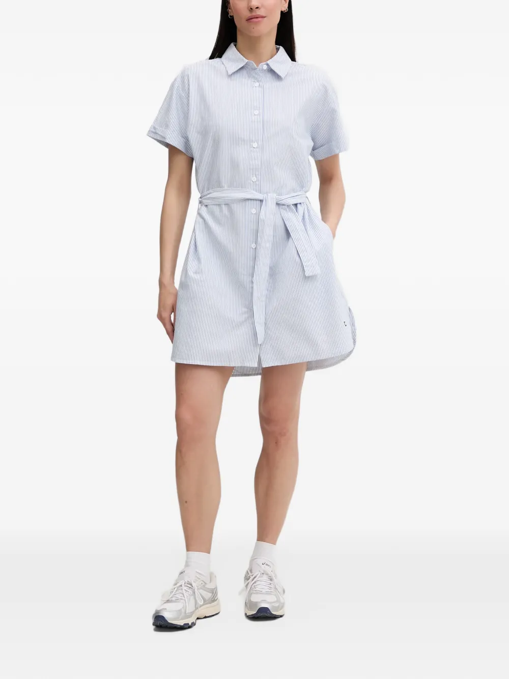 Helly Hansen Gestreepte mini-blousejurk met ceintuur Blauw