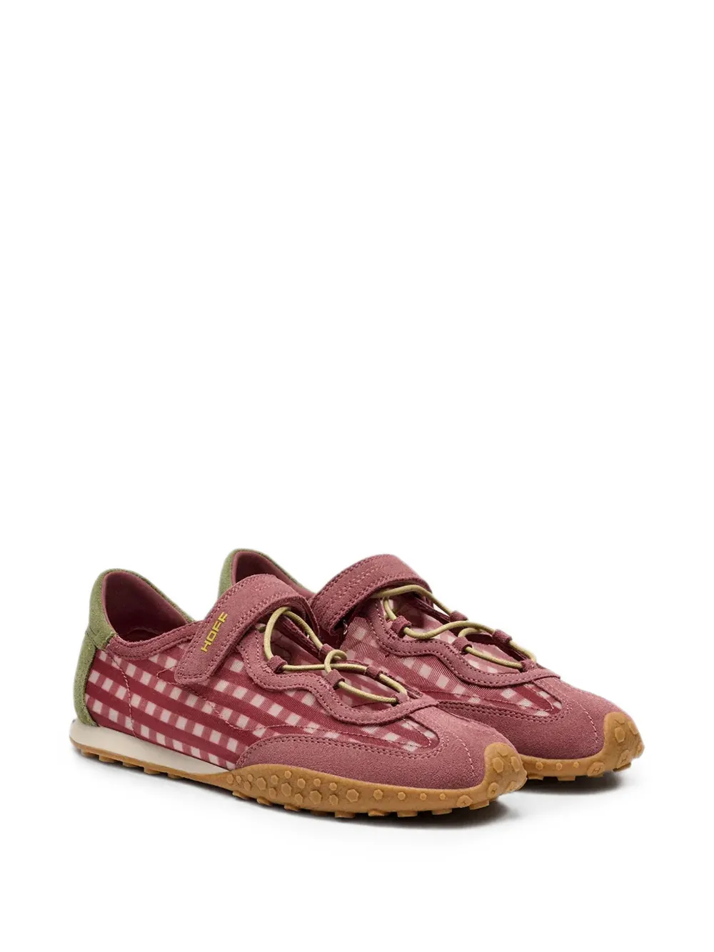 Hoff Bridge gingham-pattern touch-strap sneakerinas Roze