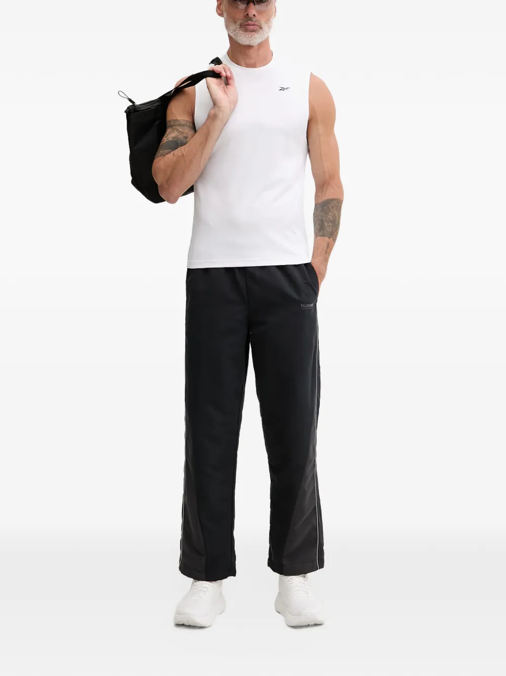 Hummel piped-trim logo-print track pants Zwart