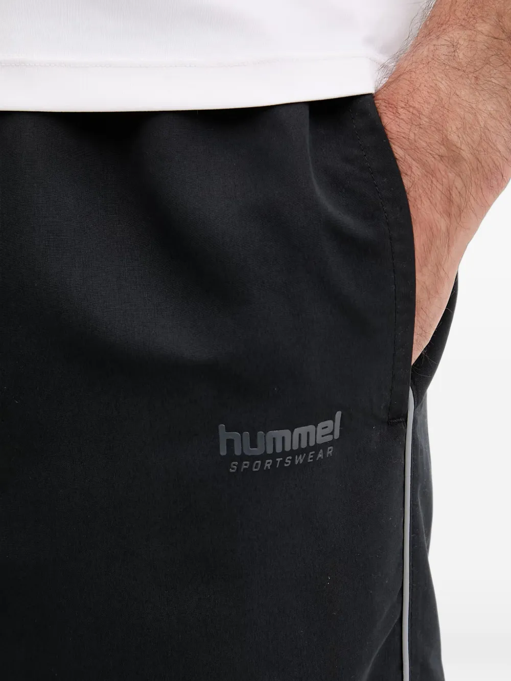 Hummel piped-trim logo-print track pants Zwart