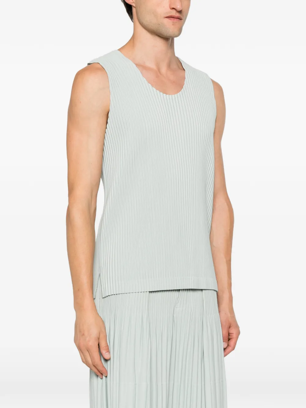 Homme Plissé Issey Miyake Mouwloze top met plissé-effect Grijs