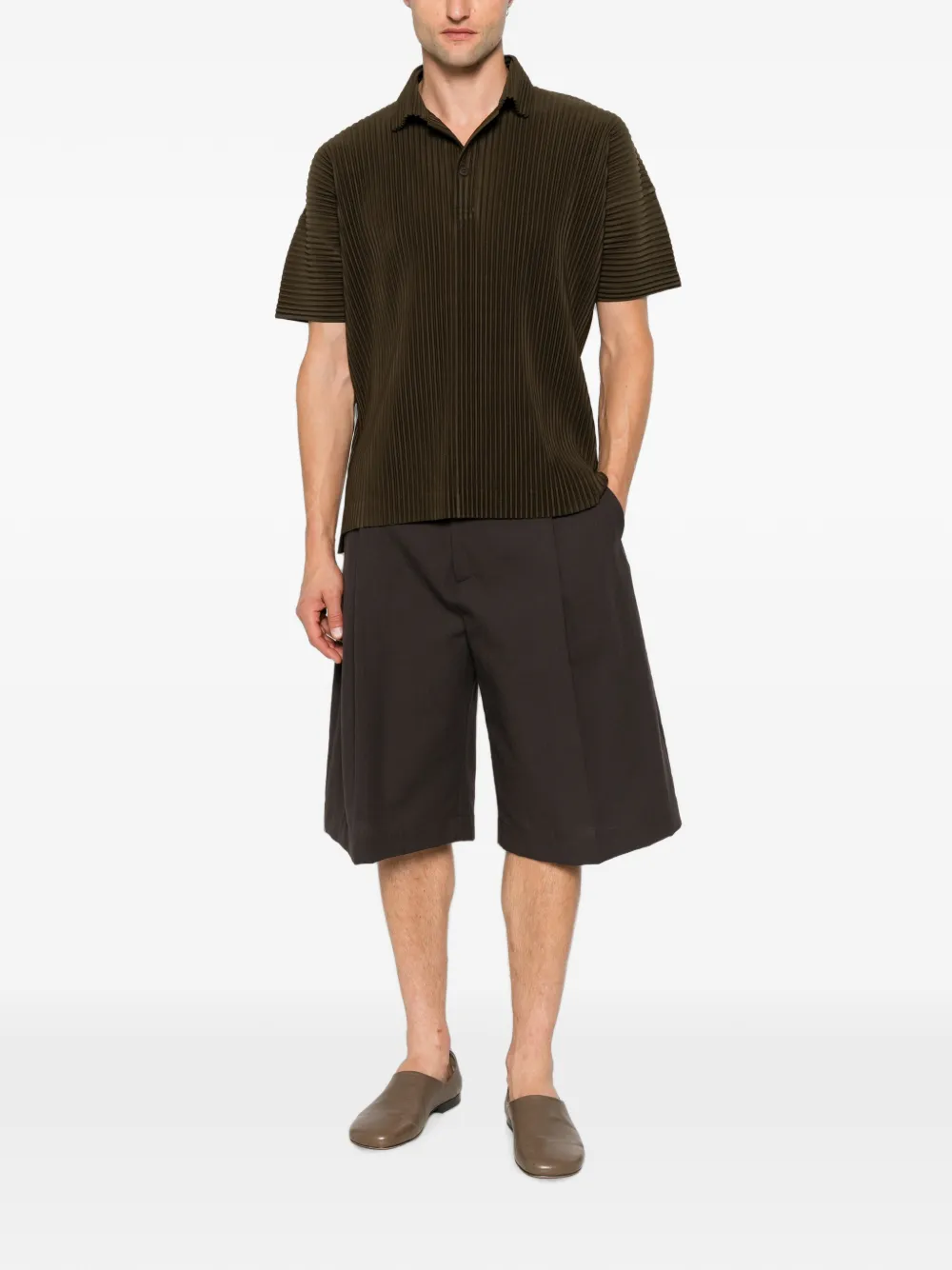 Homme Plissé Issey Miyake Geplooid poloshirt Groen