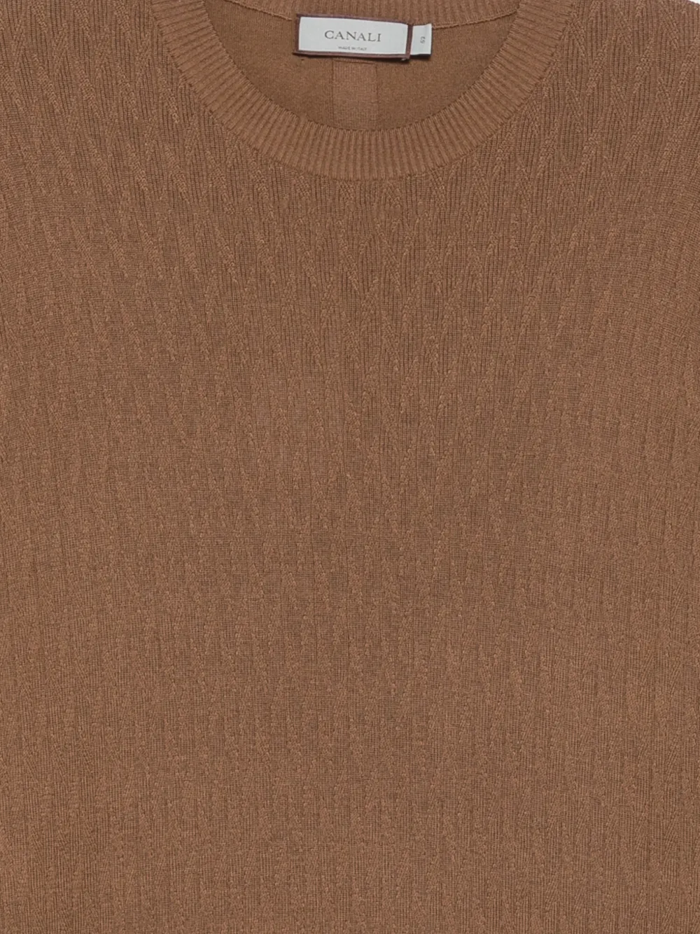 Canali textured-knit long-sleeve sweater Bruin