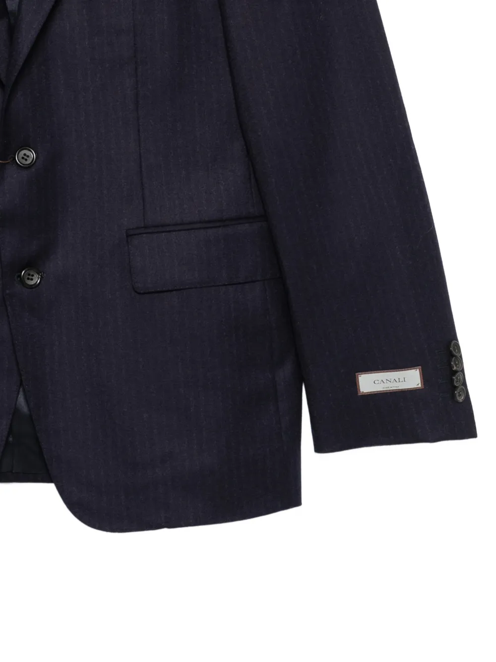 Canali Pak met krijtstreep en knopen Blauw