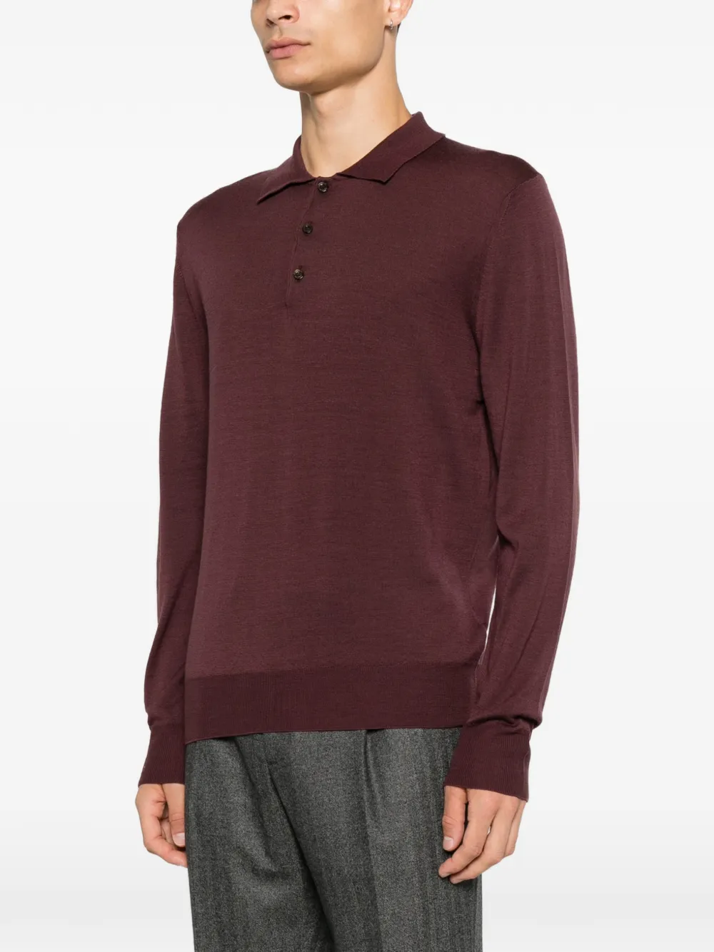 Canali Wollen poloshirt Rood
