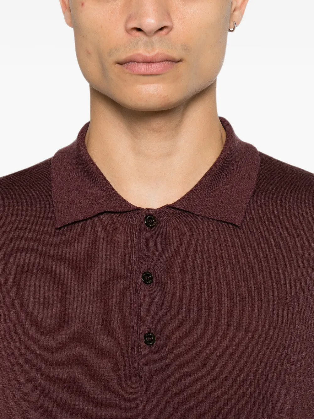Canali Wollen poloshirt Rood