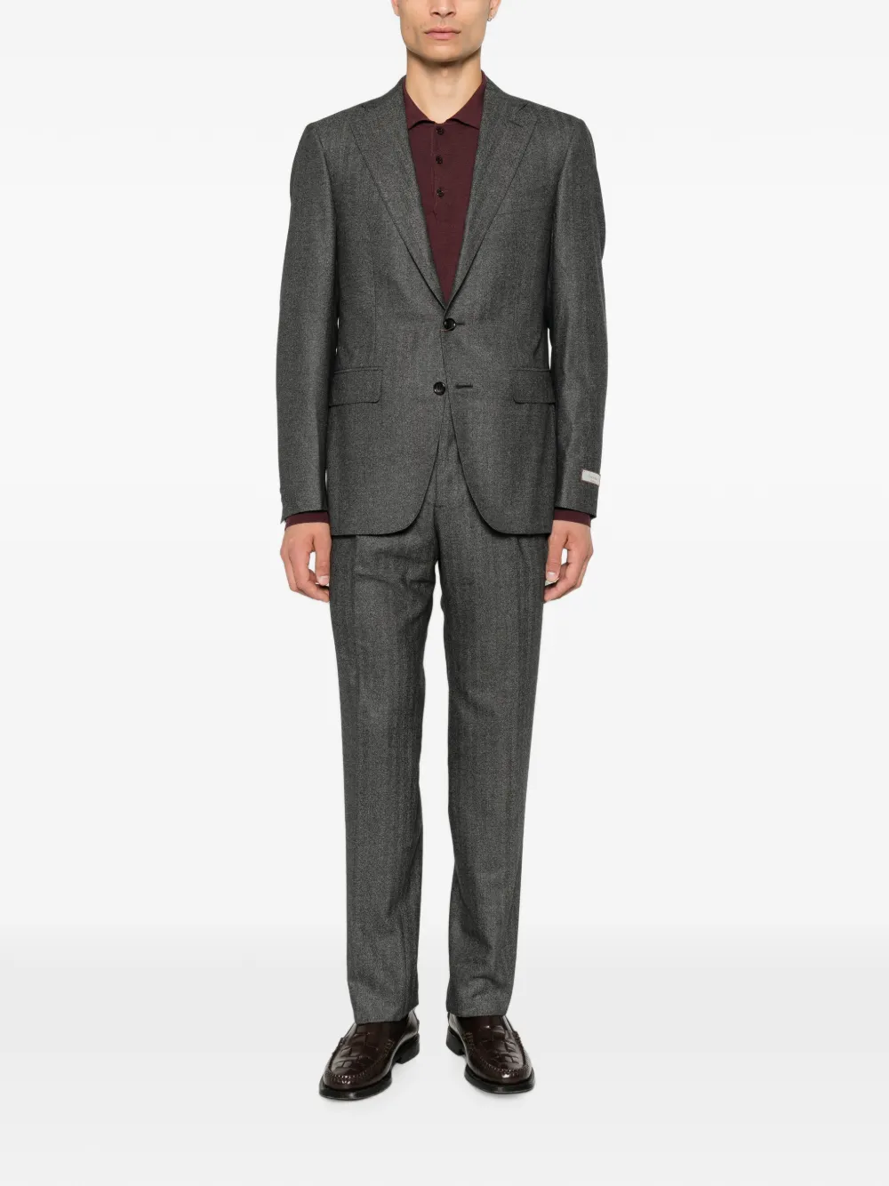 Canali Wollen poloshirt Rood