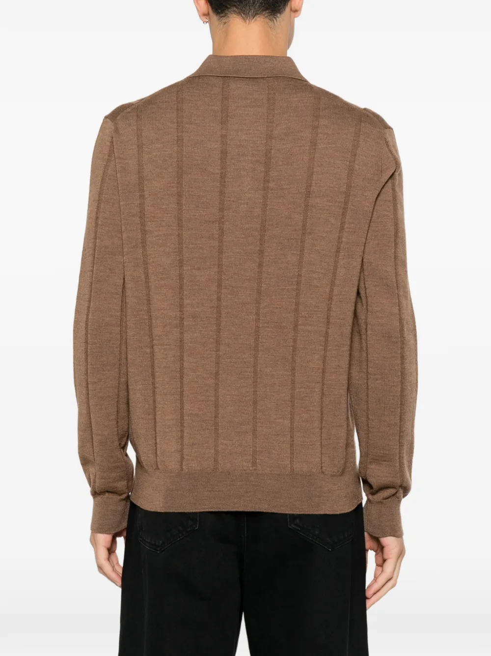 Canali Geribbelde polotrui Bruin