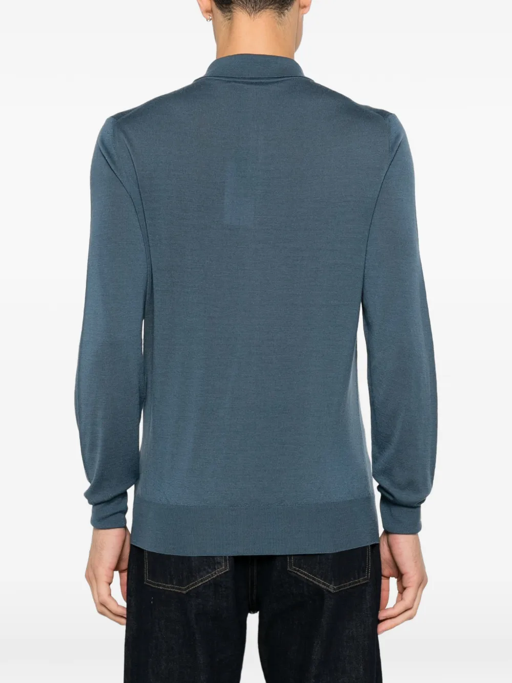 Canali Gebreid poloshirt Blauw