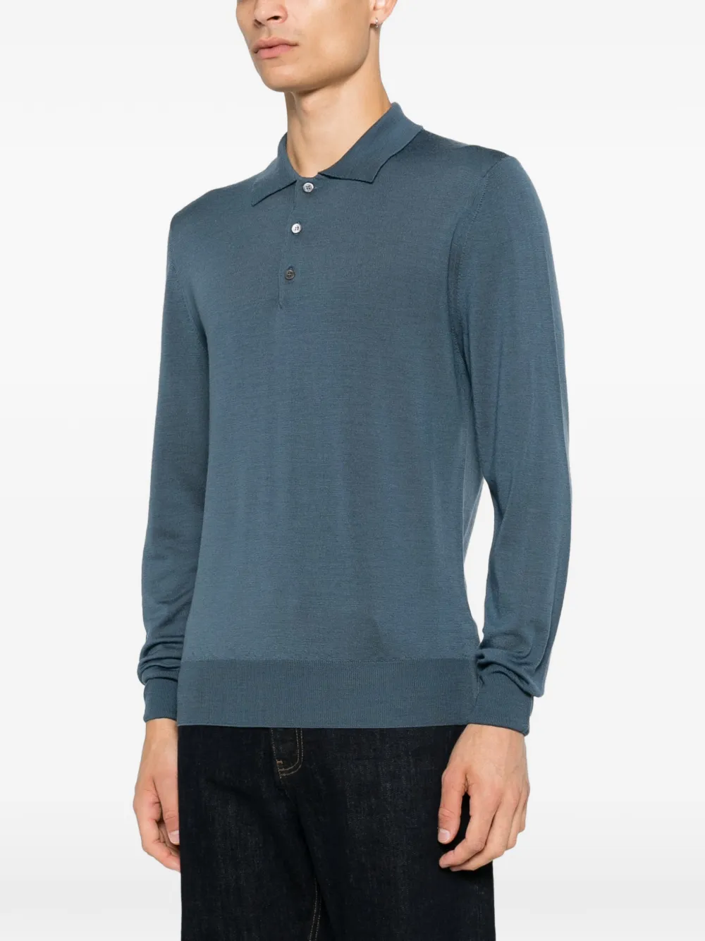 Canali Gebreid poloshirt Blauw