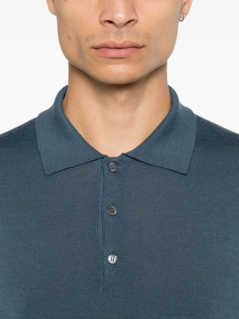 Canali Gebreid poloshirt Blauw