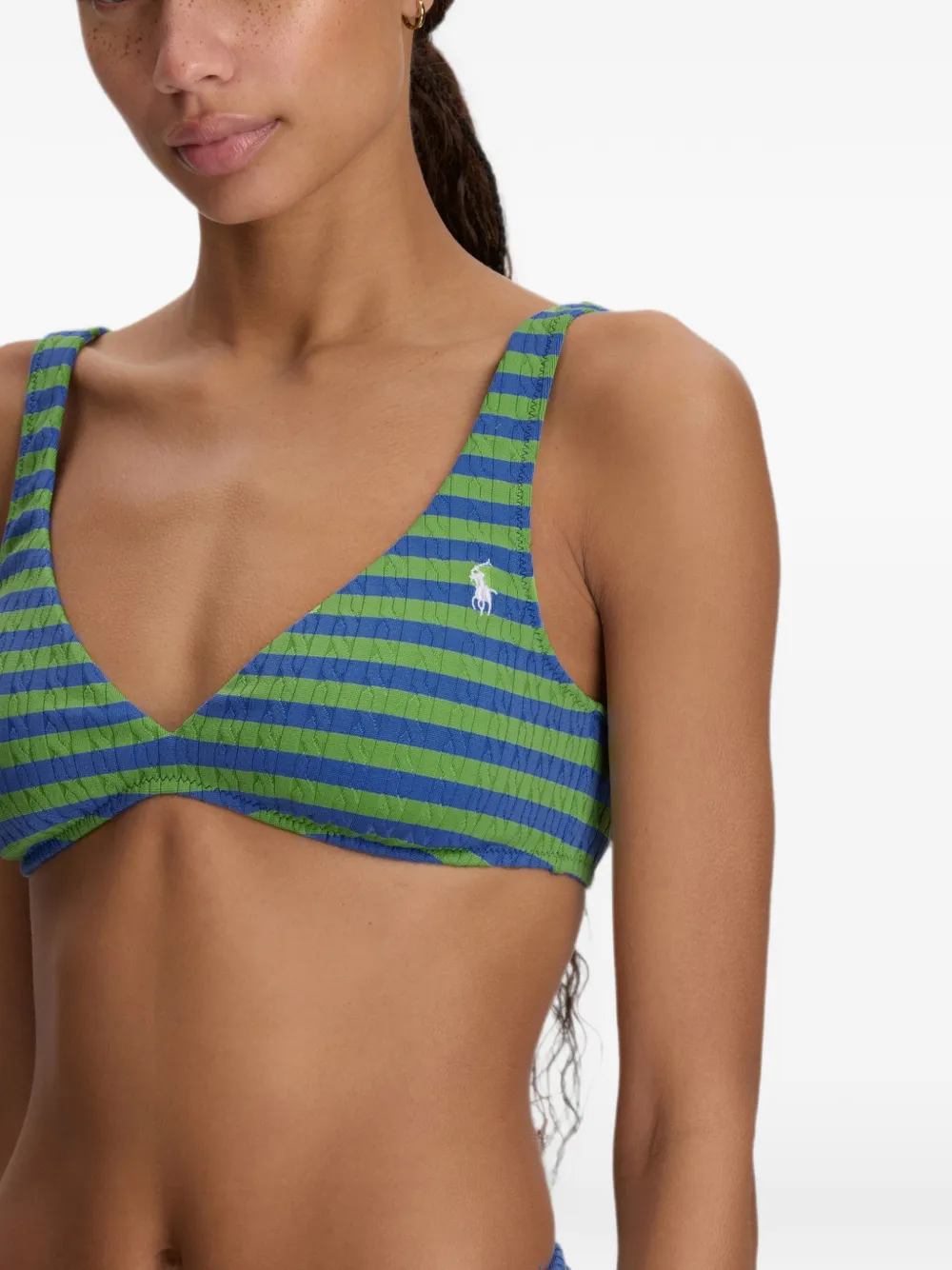 Polo Ralph Lauren Gestreepte bikinitop met V-hals Blauw