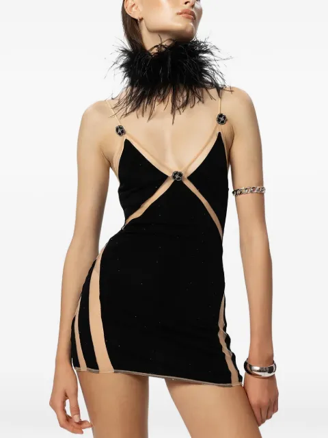 God Save Queens Angelina crystal-embellished mesh-panelled mini dress