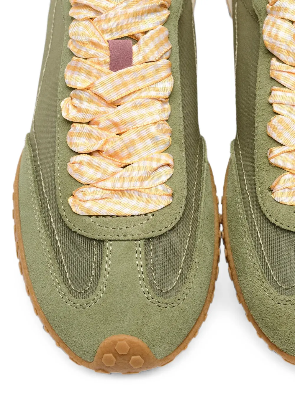 Hoff Bridge gingham-lace panelled sneakers Groen