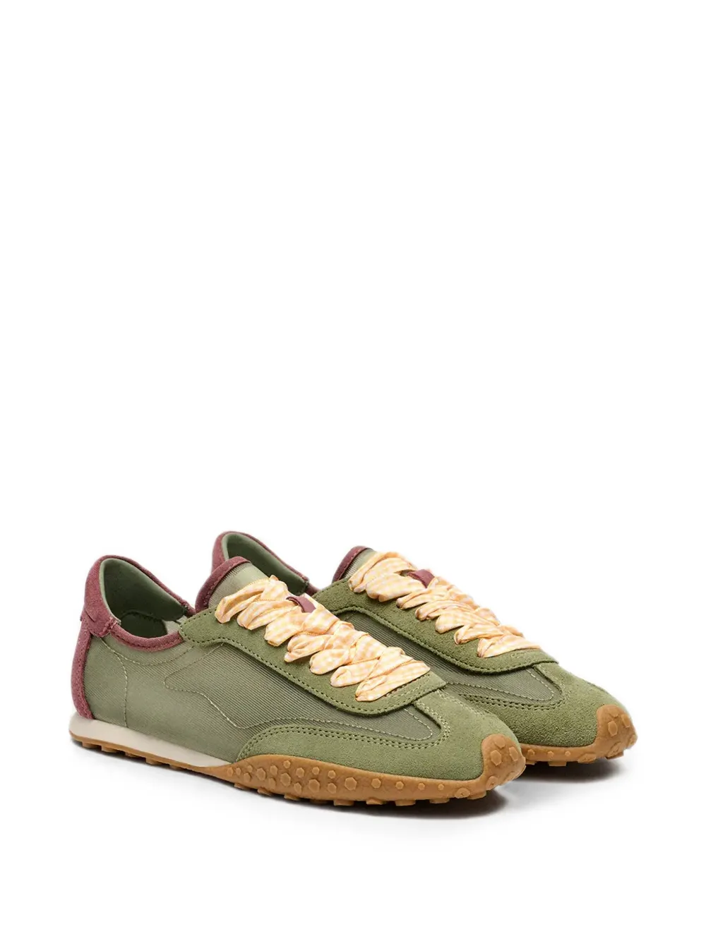 Hoff Bridge gingham-lace panelled sneakers Groen