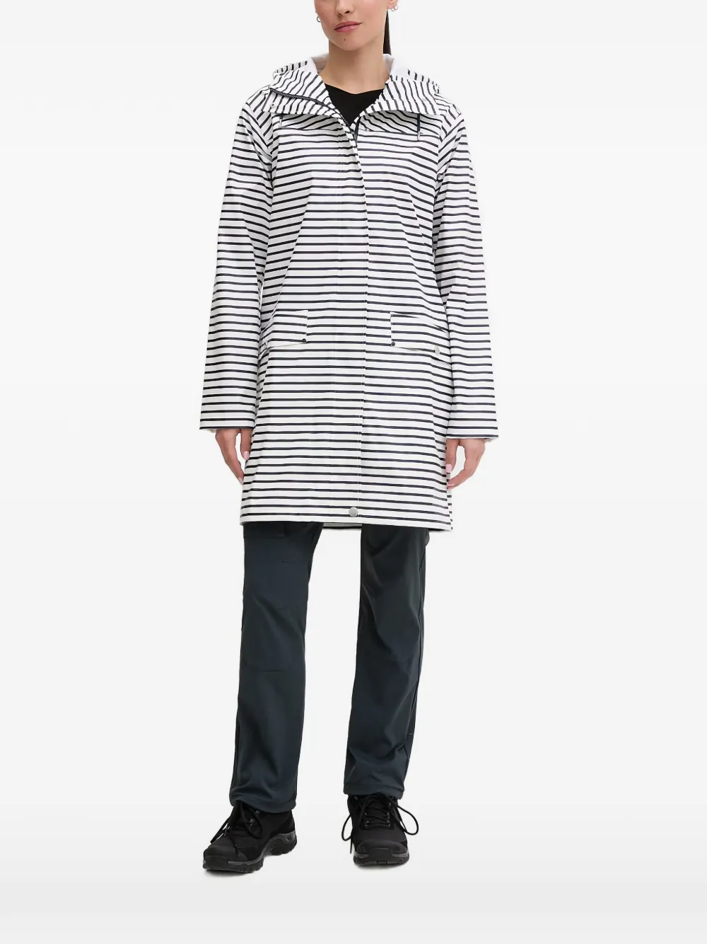 Helly Hansen striped-pattern parka coat Wit