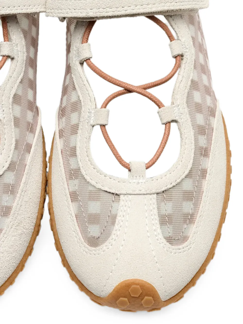 Hoff Bridge gingham-pattern touch-strap sneakerinas Wit