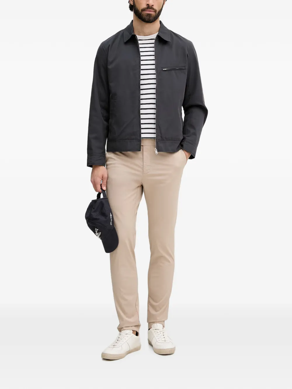 Hackett London Broek met riemlussen en logo-patch Beige