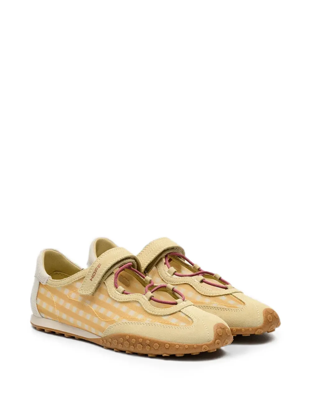 Hoff Bridge gingham-pattern touch-strap sneakerinas Beige