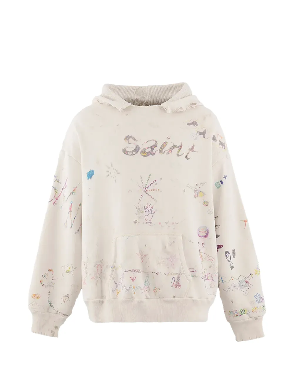 SAINT MXXXXXX Coco Double Face graphic-print hoodie - Bianco