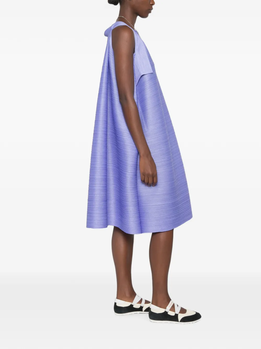 Pleats Please Issey Miyake Bouncy Basket A-line midi dress - Blau