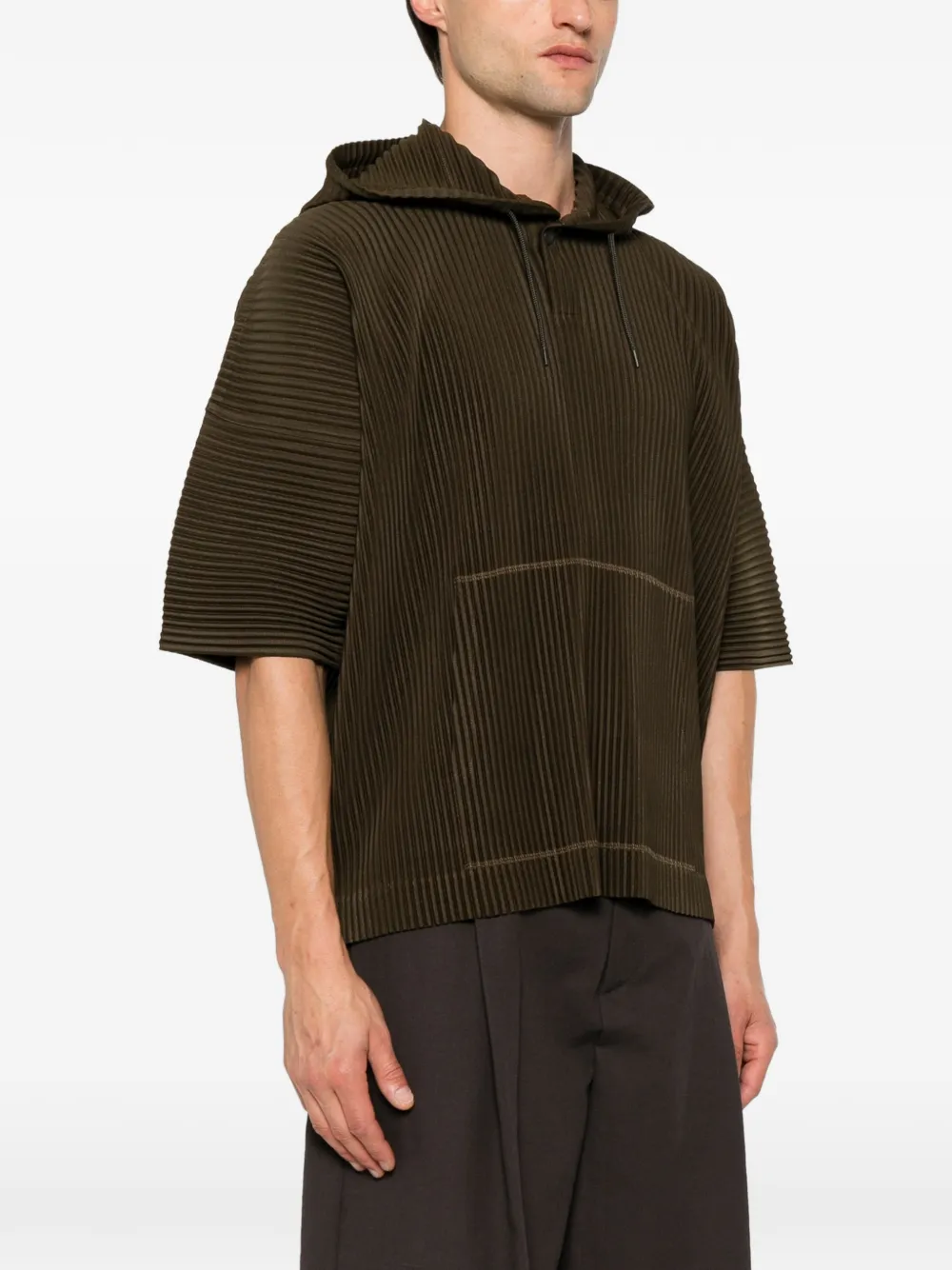 Homme Plissé Issey Miyake Hoodie met trekkoord en plissé-effect Groen