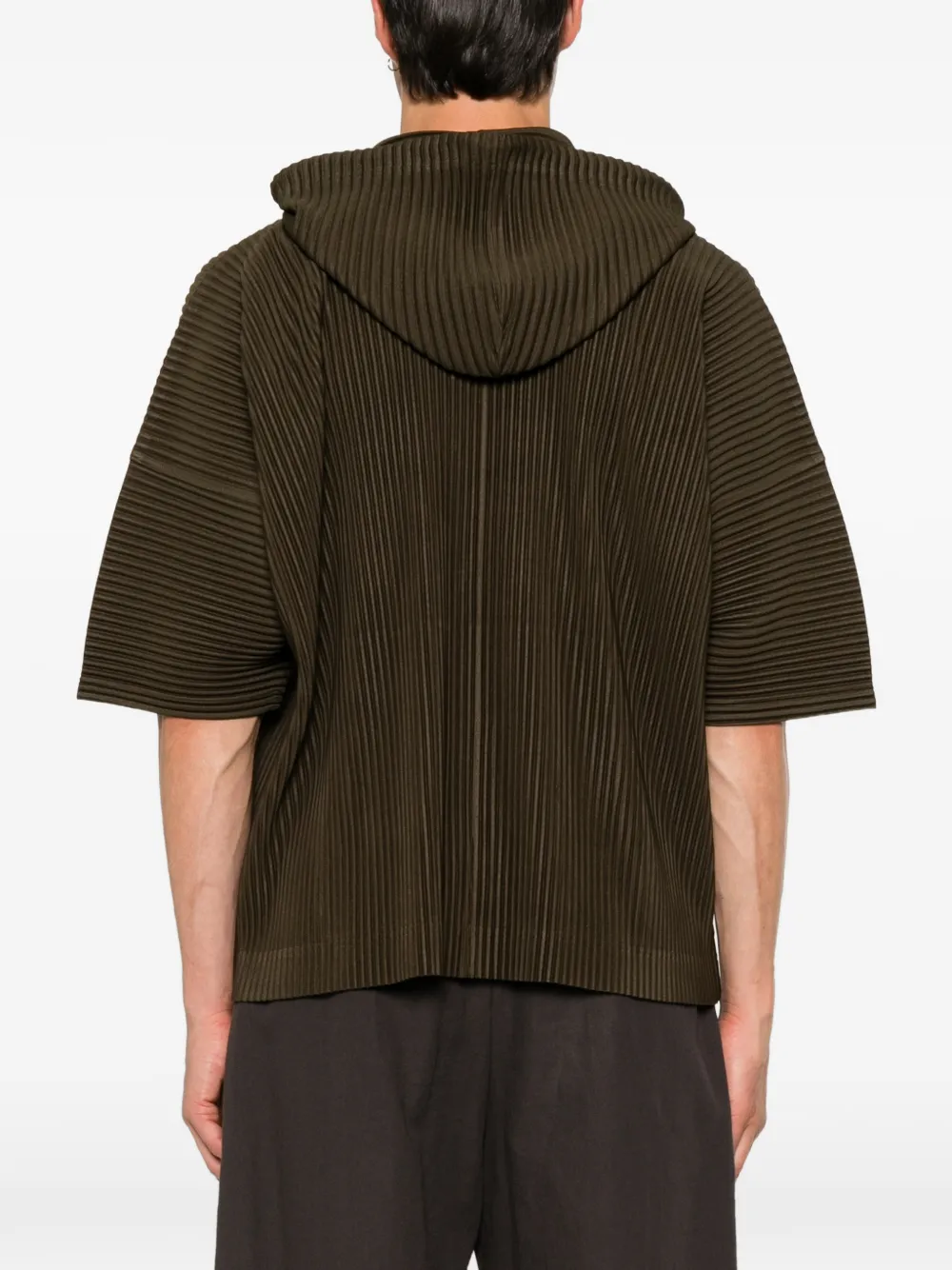 Homme Plissé Issey Miyake Hoodie met trekkoord en plissé-effect Groen