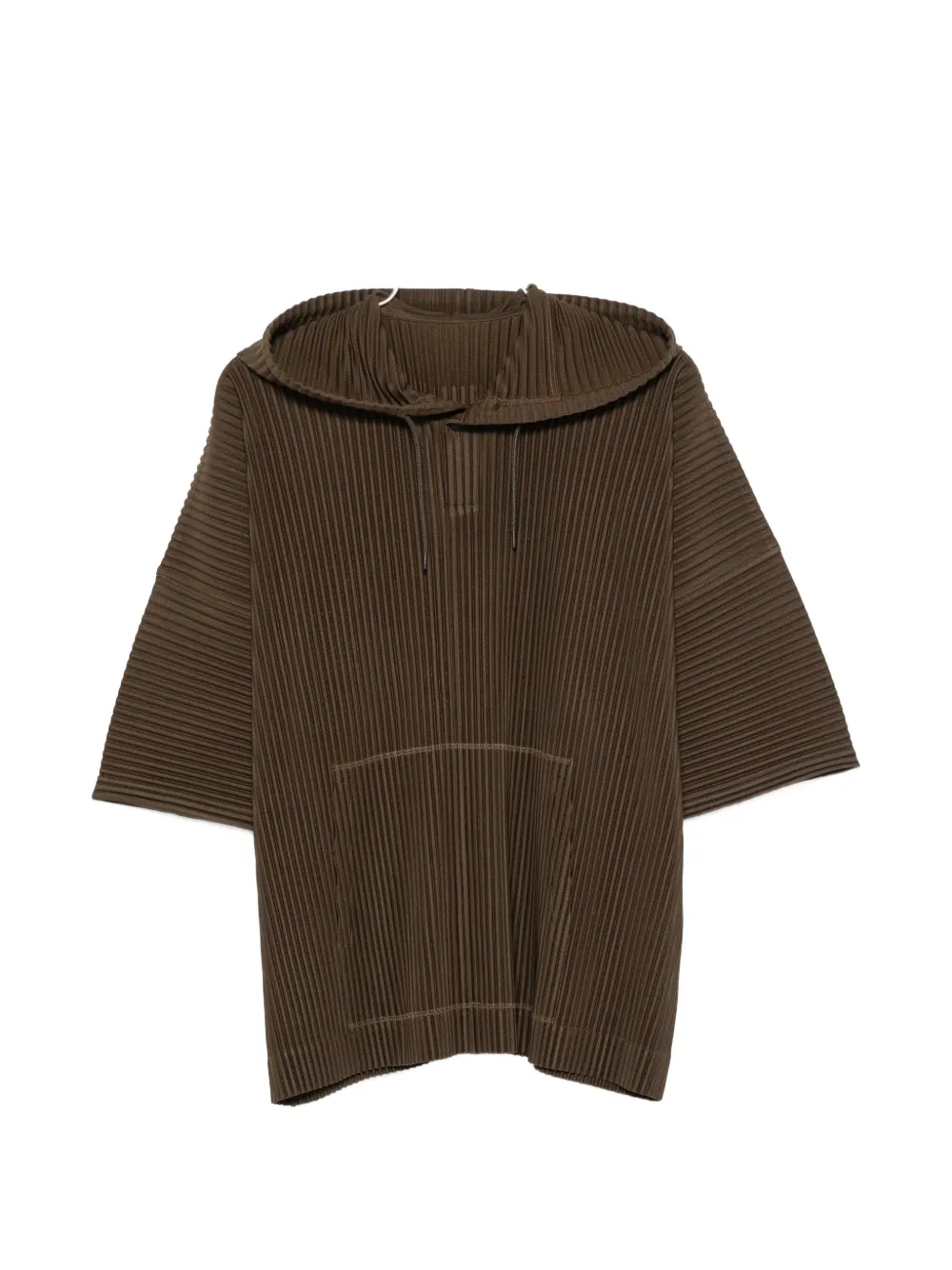 Homme Plissé Issey Miyake plissé-effect drawstring hoodie - Verde