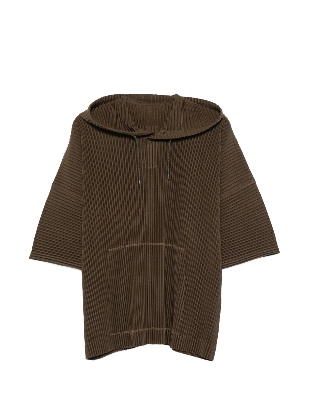 Homme Plissé Issey Miyake plissé-effect drawstring hoodie - Grün