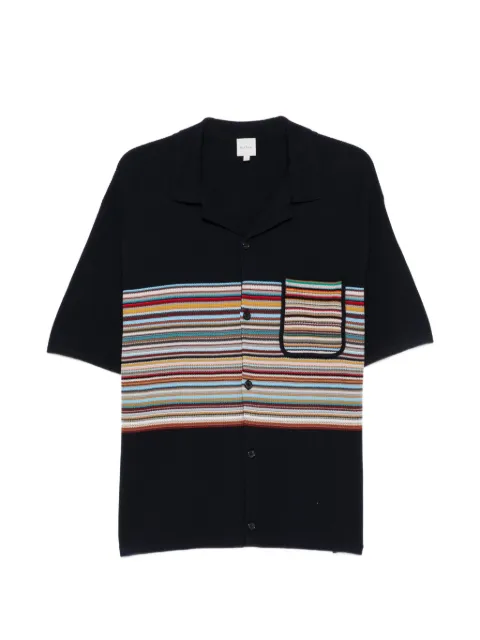 Paul Smith striped-knit button-up polo shirt