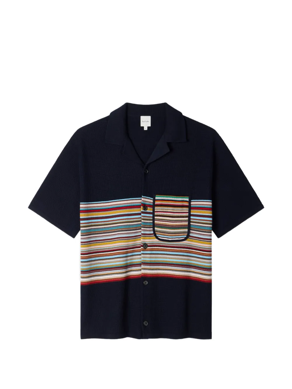 Paul Smith striped-knit button-up polo shirt - Blau