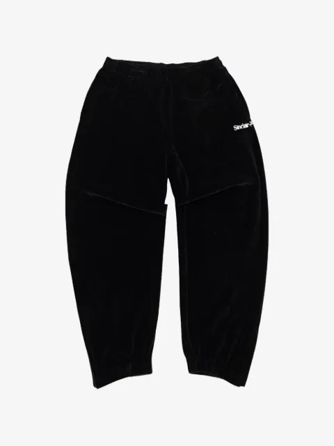 Sinclair velour logo-print tapperd trousers