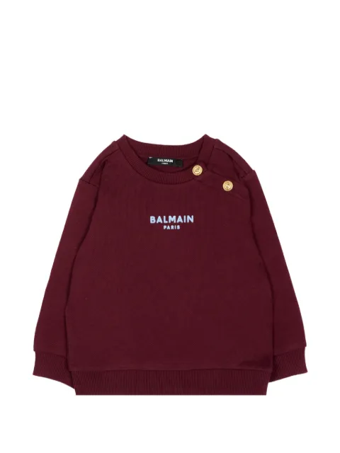 Balmain Kids logo-print button-detail sweater