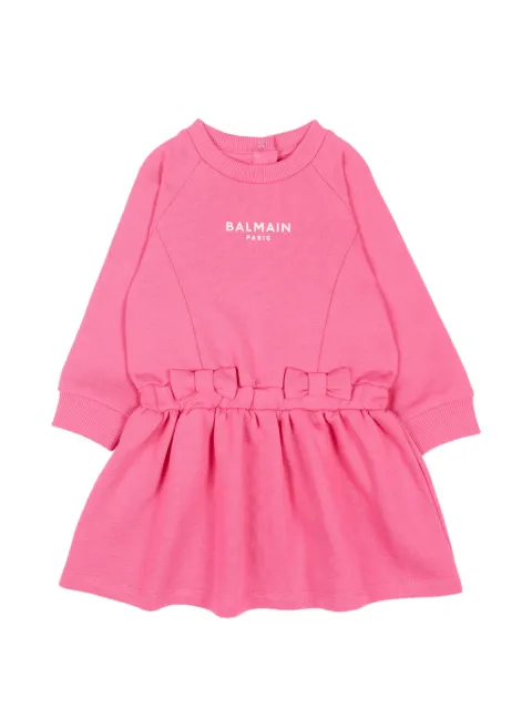 Balmain Kids logo-print bow-detail dress