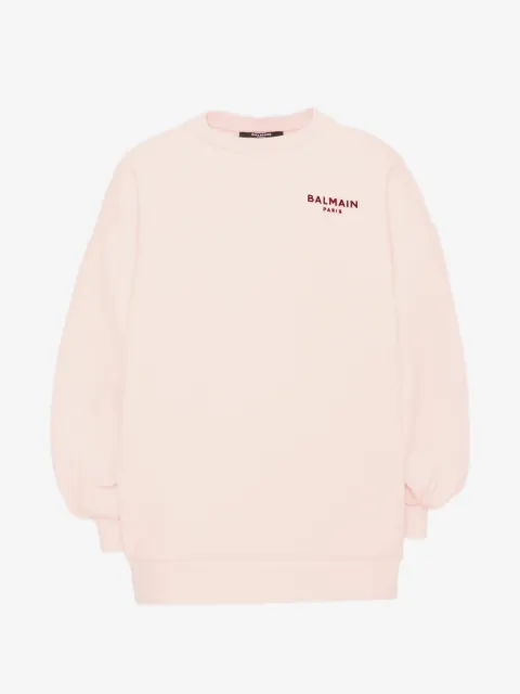 Balmain Kids vestido manga larga con logo estampado