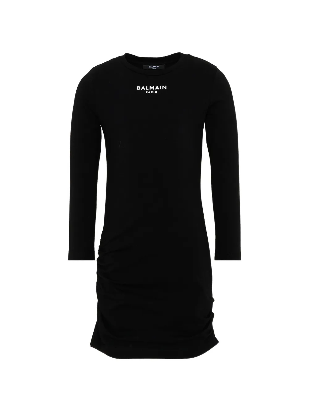 Balmain Kids logo-print ruched dress - Nero
