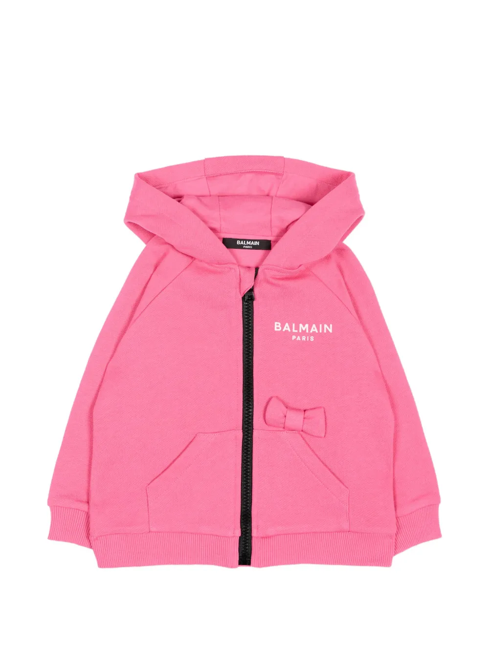 Balmain Kids bow-detail zip-up hoodie - Rosa