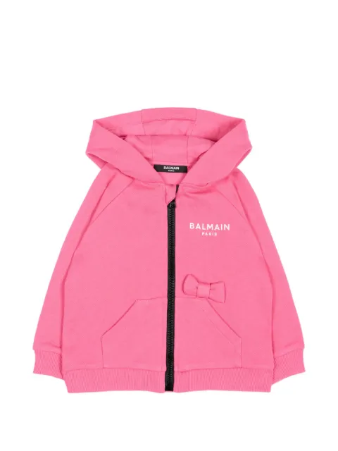 Balmain Kids hoodie con cierre y detalle de moño
