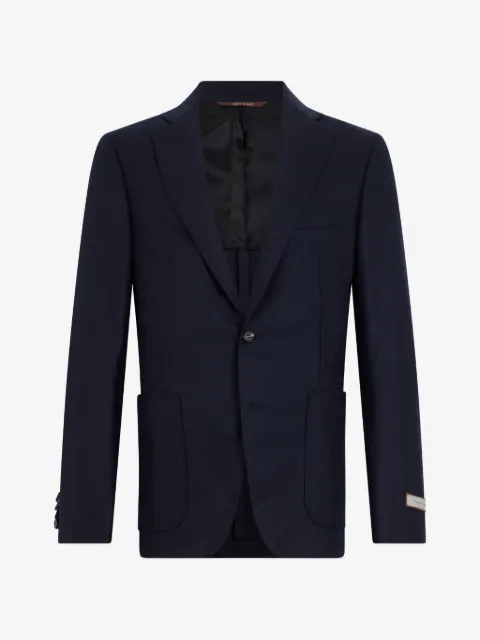Canali twill-weave single-breasted blazer