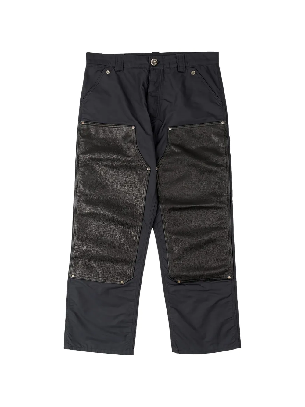 Chrome Hearts leather double-knee carpenter trousers - Nero