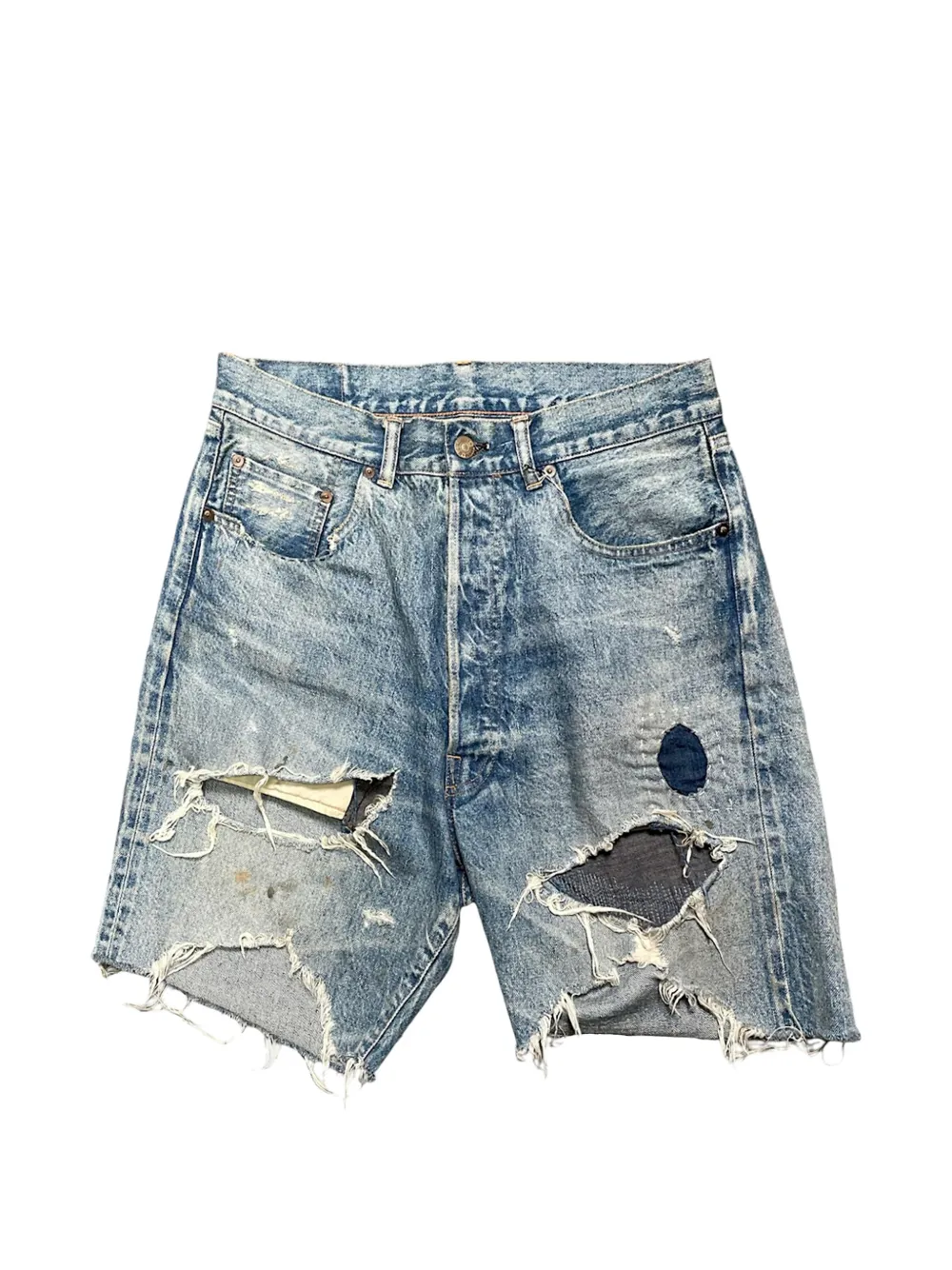SAINT MXXXXXX distressed denim shorts - Blu