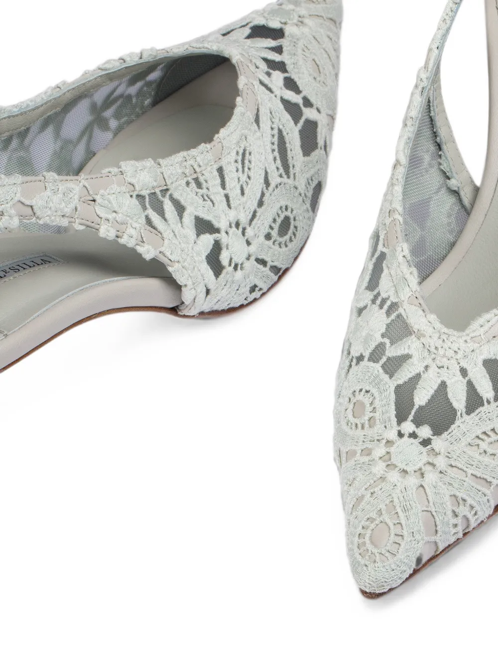 Le Silla Clivage lace slingback pumps Wit