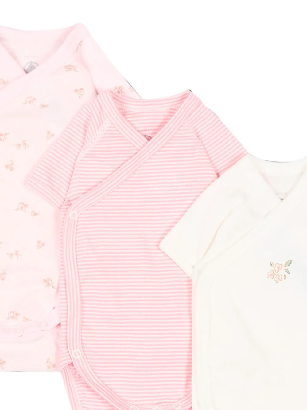 Petit Bateau Drie rompers met bloemen-print Roze