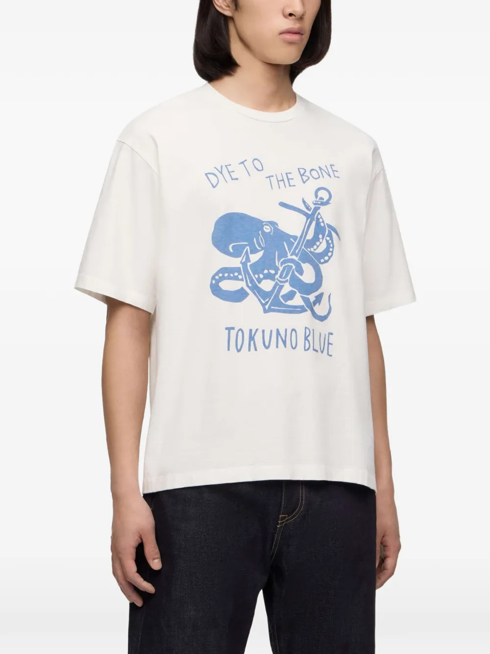 Momotaro Katoenen T-shirt met octopus-print Wit