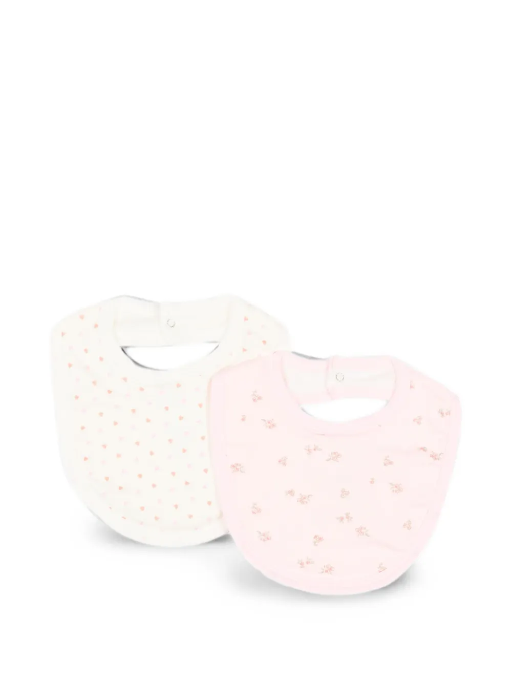 Petit Bateau heart-print floral-print bibs set (set of two) - Nude