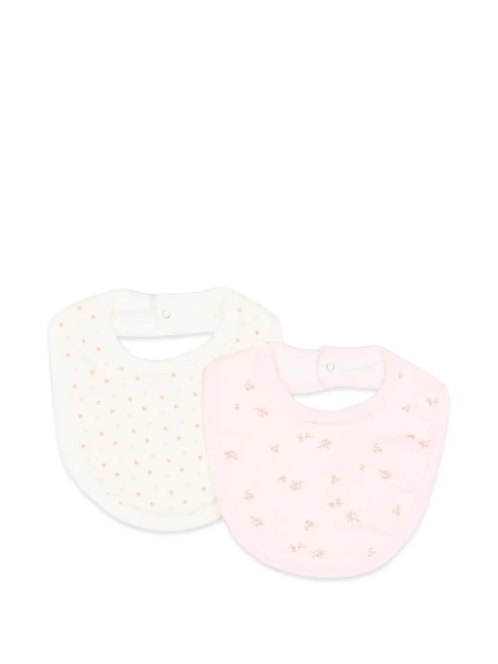 Petit Bateau heart-print floral-print bibs set (set of two) - Nude