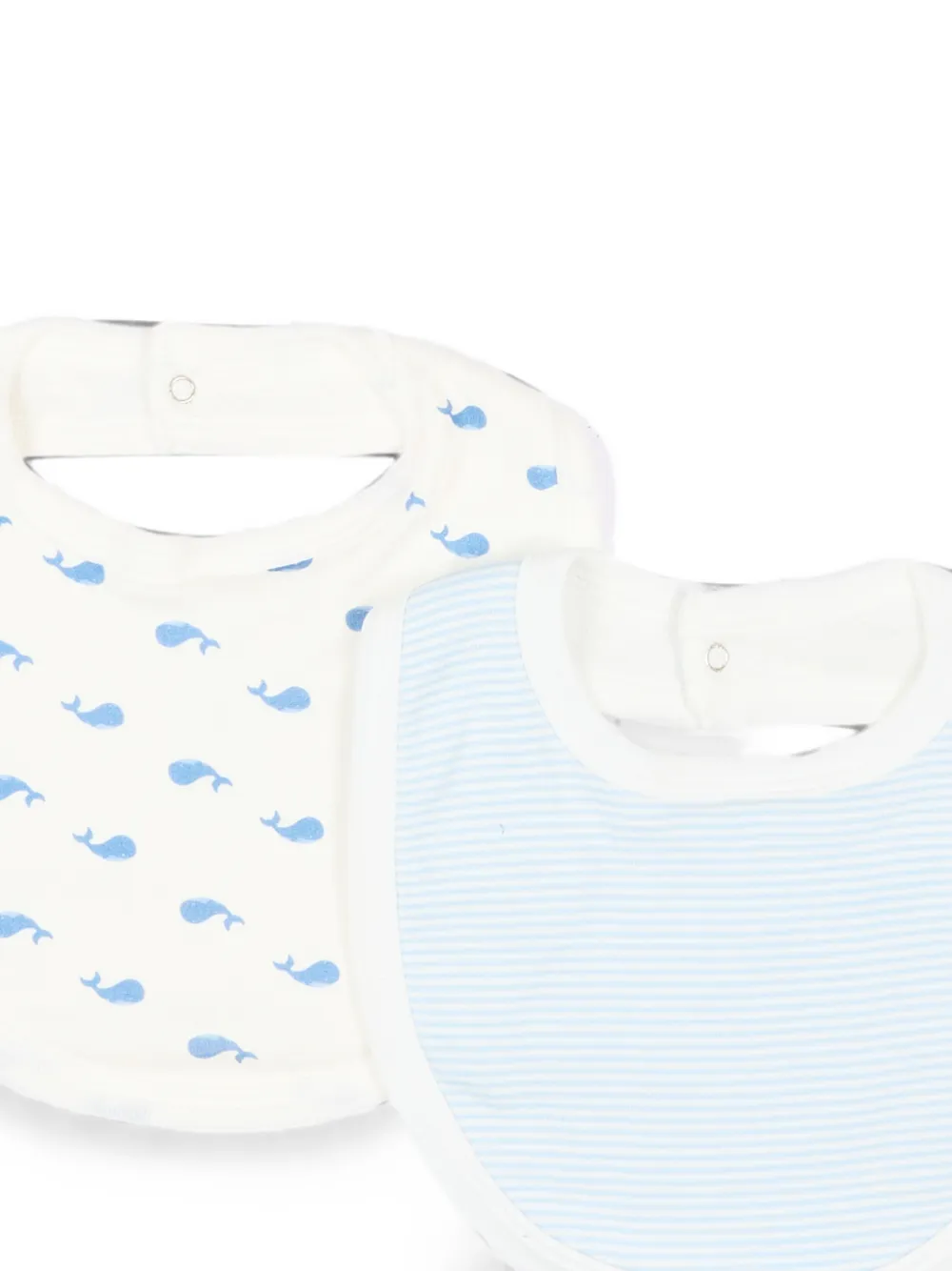 Petit Bateau Twee gestreepte slabbetjes met walvis-print Blauw