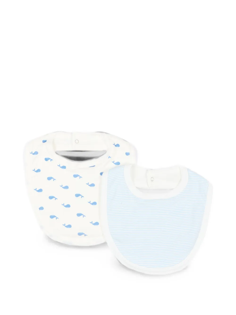 Petit Bateau whale-print striped bibs set (set of two) - Blu