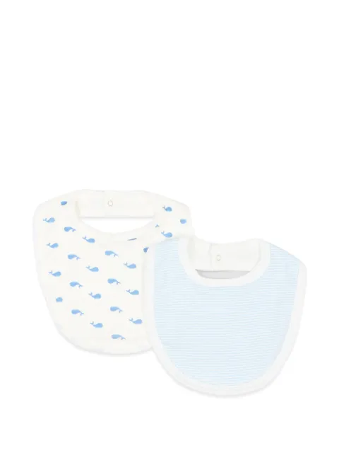 Petit Bateau whale-print striped bibs set (set of two)