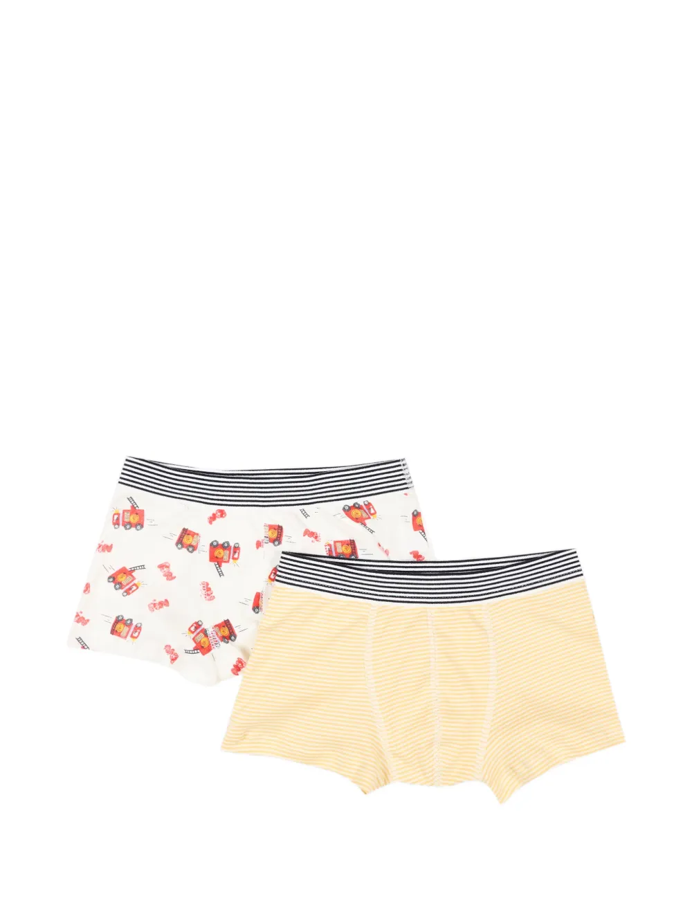 Petit Bateau Twee gestreepte boxershorts met grafische print Wit